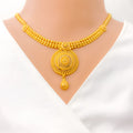 22k-gold-Elegant Flower Accented Dome Necklace Set