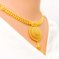 22k-gold-Elegant Flower Accented Dome Necklace Set