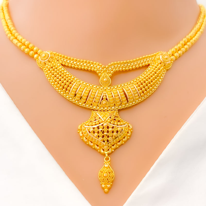 22k-gold-Dressy Decorative Multi bead Necklace Set