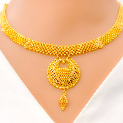 22k-gold-Elevated Glistening Faceted Bead Necklace Set 