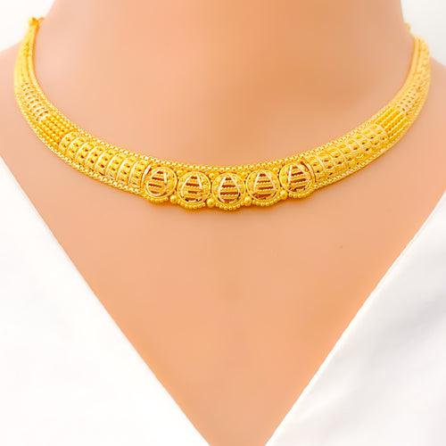 22k-gold-Sleek Sparkling Striped Choker Set