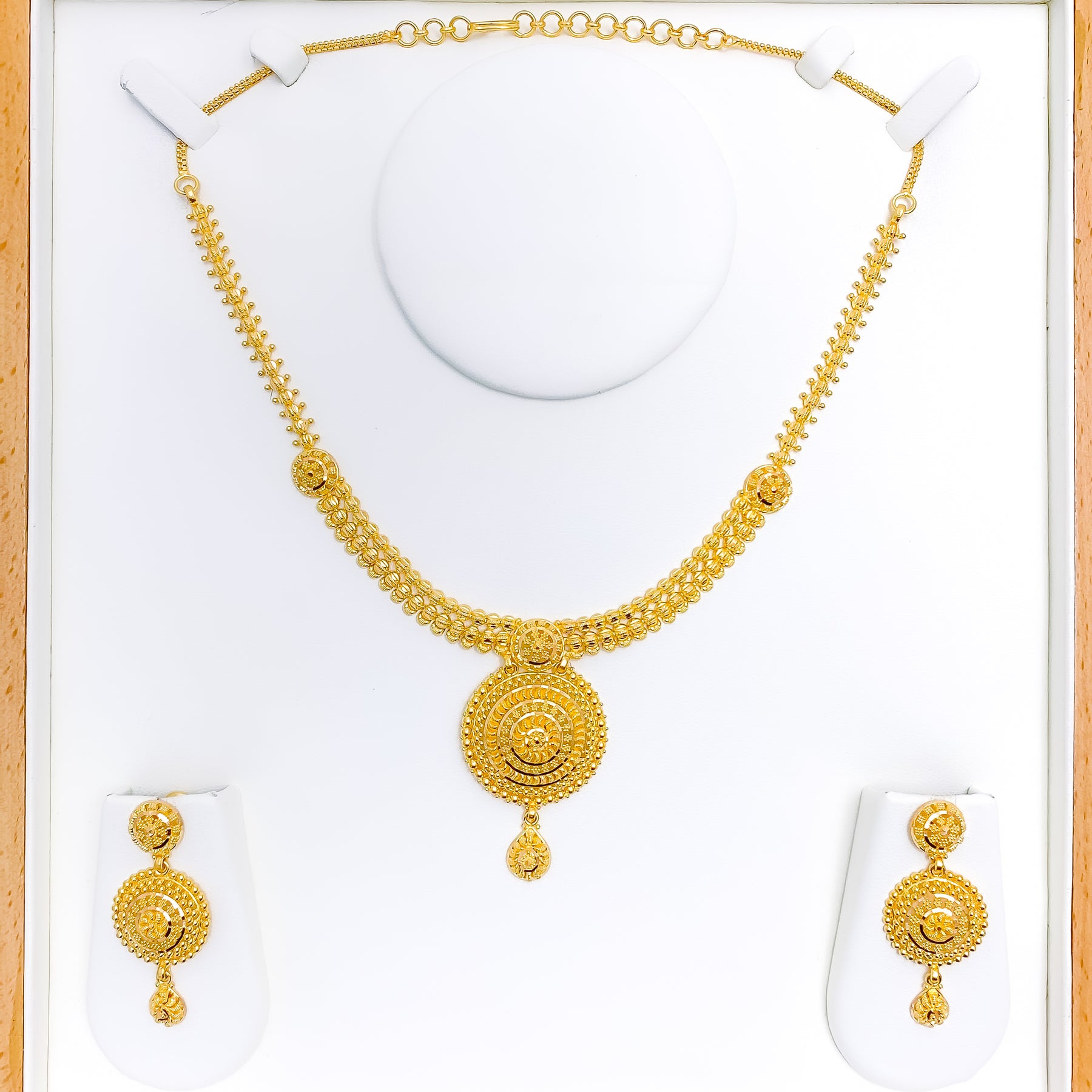 Elegant Flower Accented Dome Necklace Set – Andaaz Jewelers