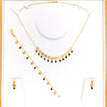 22k-gold-Reflective Faceted Flower CZ Charm Necklace Set w/ Bracelet