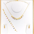 22k-gold-Vibrant Multi Color CZ Charm Necklace Set w/ Bracelet