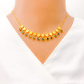 22k-gold-Reflective Faceted Flower CZ Charm Necklace Set w/ Bracelet