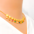 22k-gold-Vibrant Multi Color CZ Charm Necklace Set w/ Bracelet