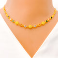 22k-gold-Unique Upscale Textured Colored CZ Necklace Set w/ Bracelet