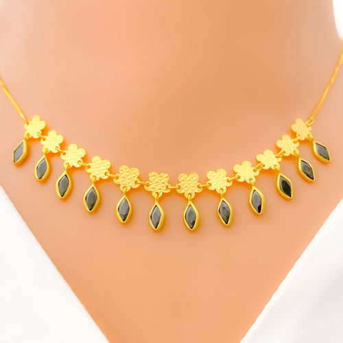 22k-gold-Magnificent Marquise CZ Charm Necklace 
