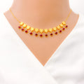 22k-gold-Decorative Interlinked Floral CZ Charm Necklace Set w/ Bracelet