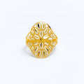 Reflective Floral 22k Gold Mesh Ring