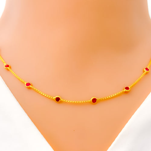 22k-gold-Luscious Dotted CZ Necklace 
