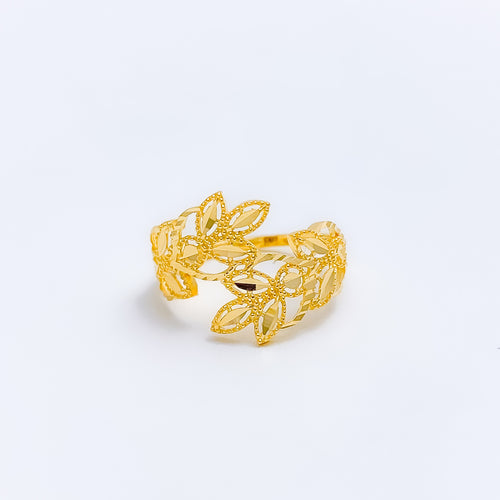 Fancy Overlapping 22k Gold Leaf Ring