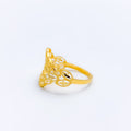 Trendy Layered Leaf 22k Gold Ring