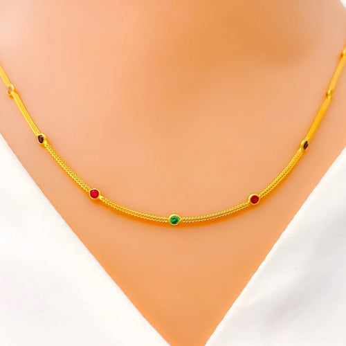 22k-gold-Modest Evergreen CZ Necklace