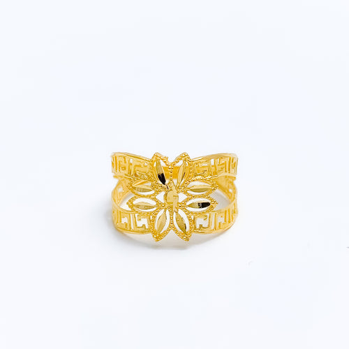 Charming Floral Two-Tier 22k Gold Ring