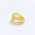 Charming Floral Two-Tier 22k Gold Ring