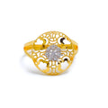 Symmetrical Floral Mesh CZ Ring