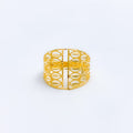 Decorative Striped 22k Gold Leaf Ring