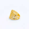 Decorative Striped 22k Gold Leaf Ring