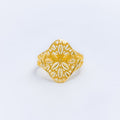 Shimmering Oval Jali 22k Gold Ring