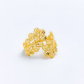 Exquisite Striped 22k Gold Petal Ring