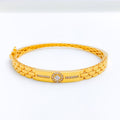 Elegant Interlinked CZ 22k Gold Bangle Bracelet