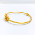 Contemporary Asymmetrical CZ 22k Gold Bangle Bracelet