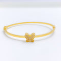 Shimmering CZ Butterfly 22k Gold Bangle Bracelet