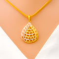 22k-gold-Multi Tone Striped Drop Pendant Set