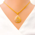 22k-gold-Multi Tone Striped Drop Pendant Set