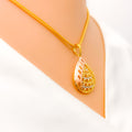 22k-gold-Multi Tone Striped Drop Pendant Set