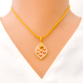 22k-gold-Fancy Dotted Rose Gold Leaf Pendant Set