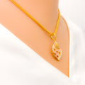 22k-gold-Fancy Dotted Rose Gold Leaf Pendant Set