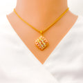 22k-gold-Dazzling Three Tone Striped Pendant Set