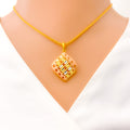 22k-gold-Dazzling Three Tone Striped Pendant Set