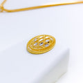 Stylish Oval Two-Tone 22k Gold Pendant Set