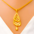 22k-gold-Shimmering Cut Work Open Triangle Pendant Set