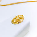 Decorative Oval Faceted 22k Gold Pendant Set