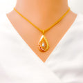 22k-gold-Striped Multi Tone Glossy Drop Pendant Set