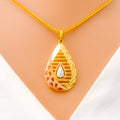 22k-gold-Striped Multi Tone Glossy Drop Pendant Set