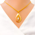 22k-gold-Striped Multi Tone Glossy Drop Pendant Set