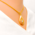 22k-gold-Striped Multi Tone Glossy Drop Pendant Set