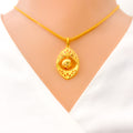 22k-gold-Trendy Dangling Cutwork Pendant Set