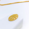 Elongated Oval 22k Gold Pendant Set