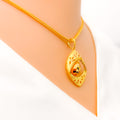 22k-gold-Trendy Dangling Cutwork Pendant Set