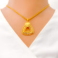 22k-gold-Fancy Reflective Trillion Trio Pendant Set 