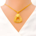 22k-gold-Fancy Reflective Trillion Trio Pendant Set 