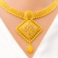 22k-gold-Impressive Diamond Shaped Hanging Necklace Set
