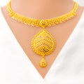 22k-gold-Delightful Striped Dome Drop Necklace Set