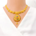 22k-gold-Colorful Iconic Peacock Necklace Set